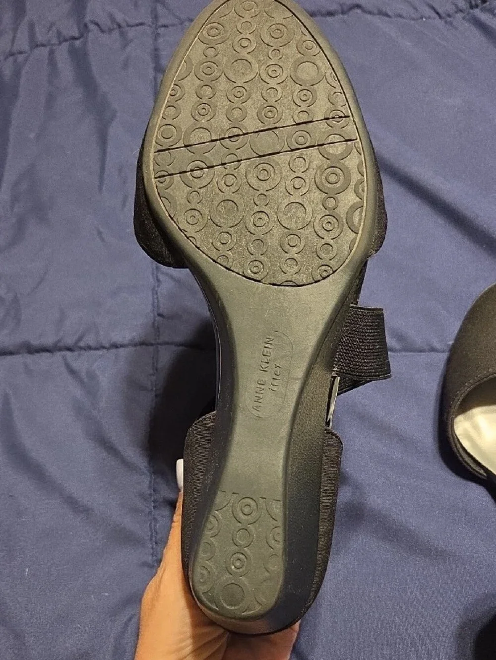 Anne Klein Black D'Orsay Flats with Elastic Strap